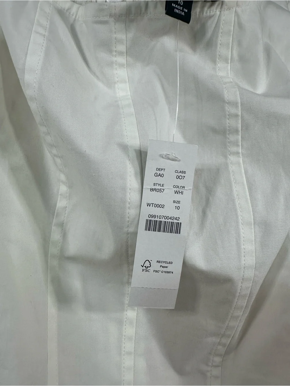 NWT J.Crew Puff-Sleeve Square-Neck Cotton Poplin Corset Top White Size 10